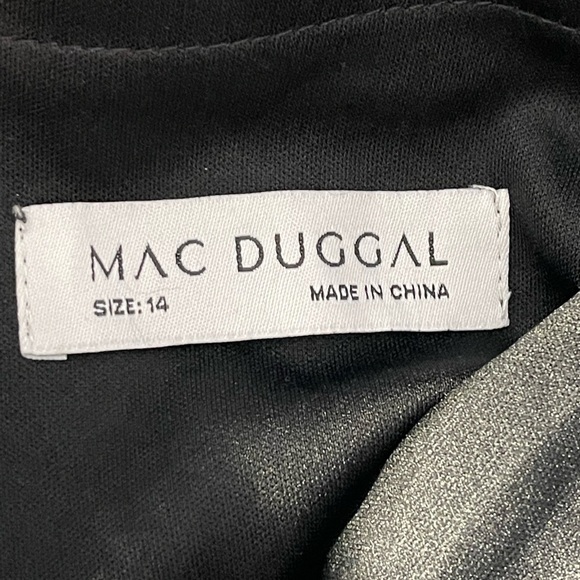 Mac Duggal 20427 Sz 14 Black Gold One Shoulder A-line Embellished Gown $698 - Picture 6 of 7